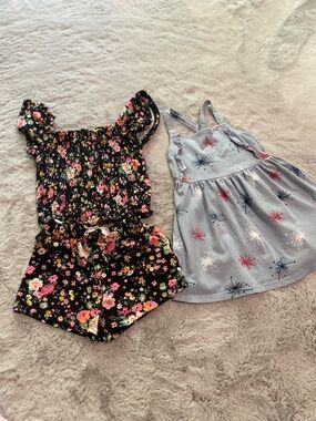 btween Black Floral Smocked Shorts Set 
Carter’s Baby Fireworks Print Dress